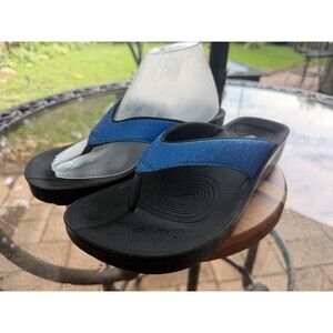 Aerothotic Womens 9 Blue Glitter Orthotic Flip Flops Comfort Sandals NWT